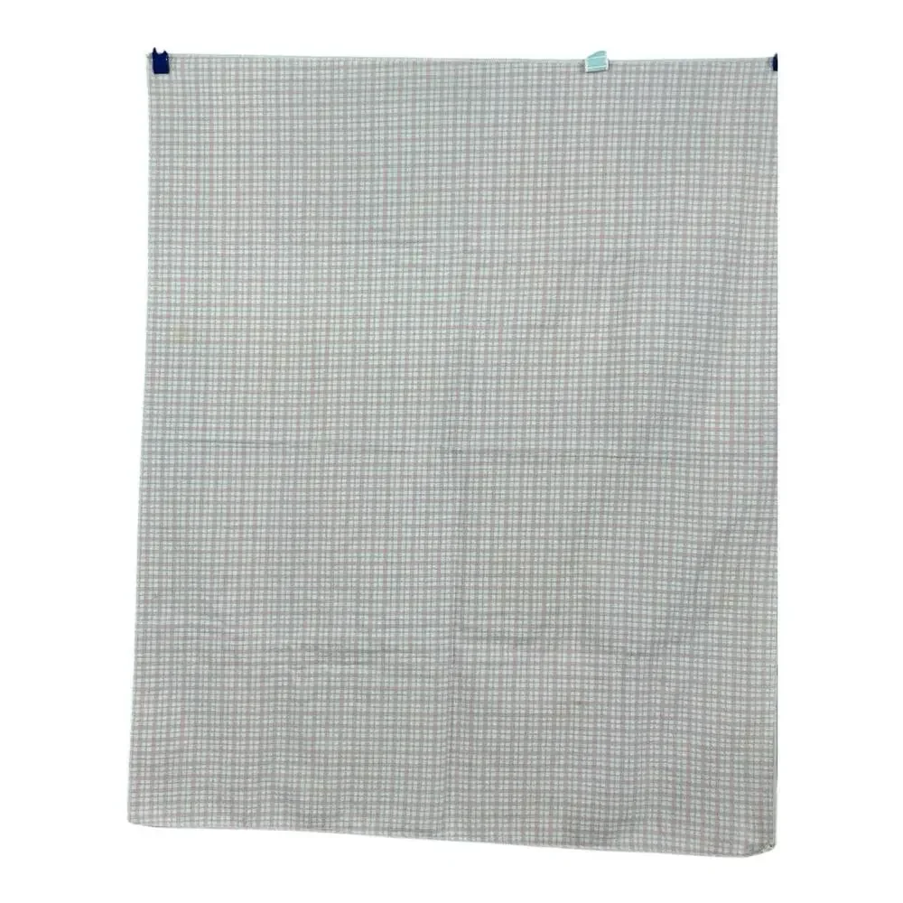 Vintage Made In USA Flannel Cotton Receiving Baby Blanket Pink Plaid Windowpane